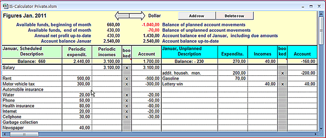 Spreadsheet per month